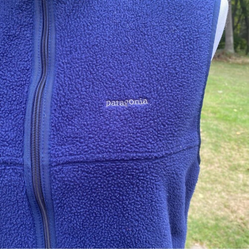 PATAGONIA VEST SYNCHILLA COAT JACKET BLUE FLEECE ZIP FRONT POCKETS SIZE M - Picture 2 of 12